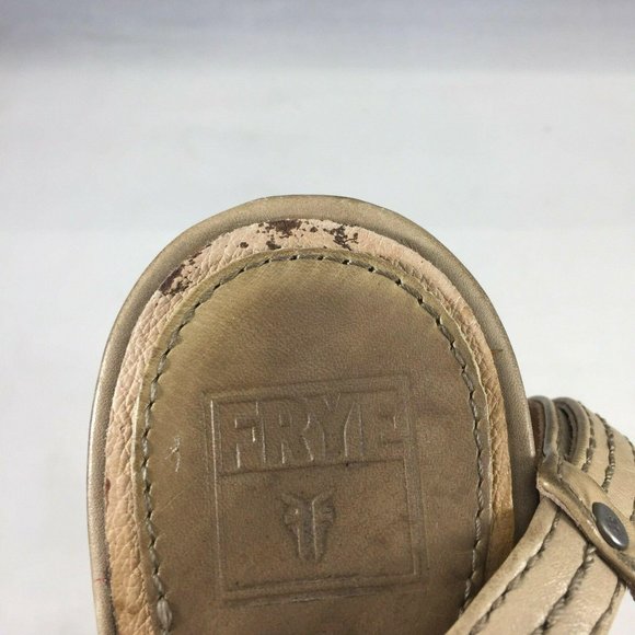 Frye Womens Corrina Stitch Platform Sandals Shoes Wedge 8.5M 73615 Beige Leather - Picture 7 of 12